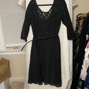 Black lace dress with belt